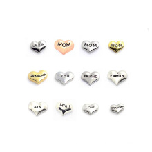 2018 silver heart charm family mom dad son daughter dream love letter floating charms